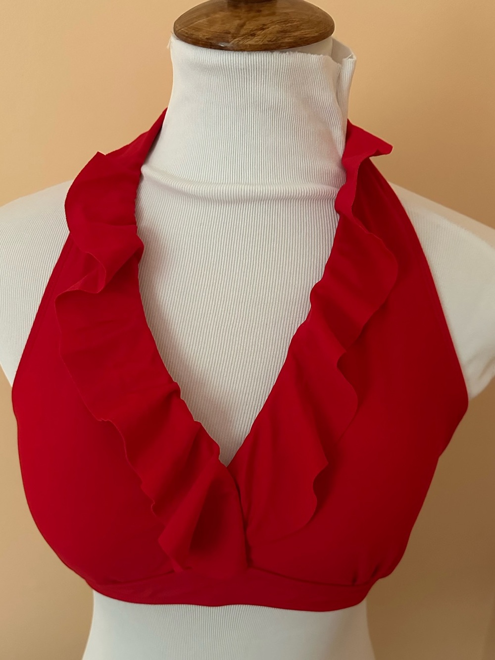 Red Ruffle Bikini Top NWOT